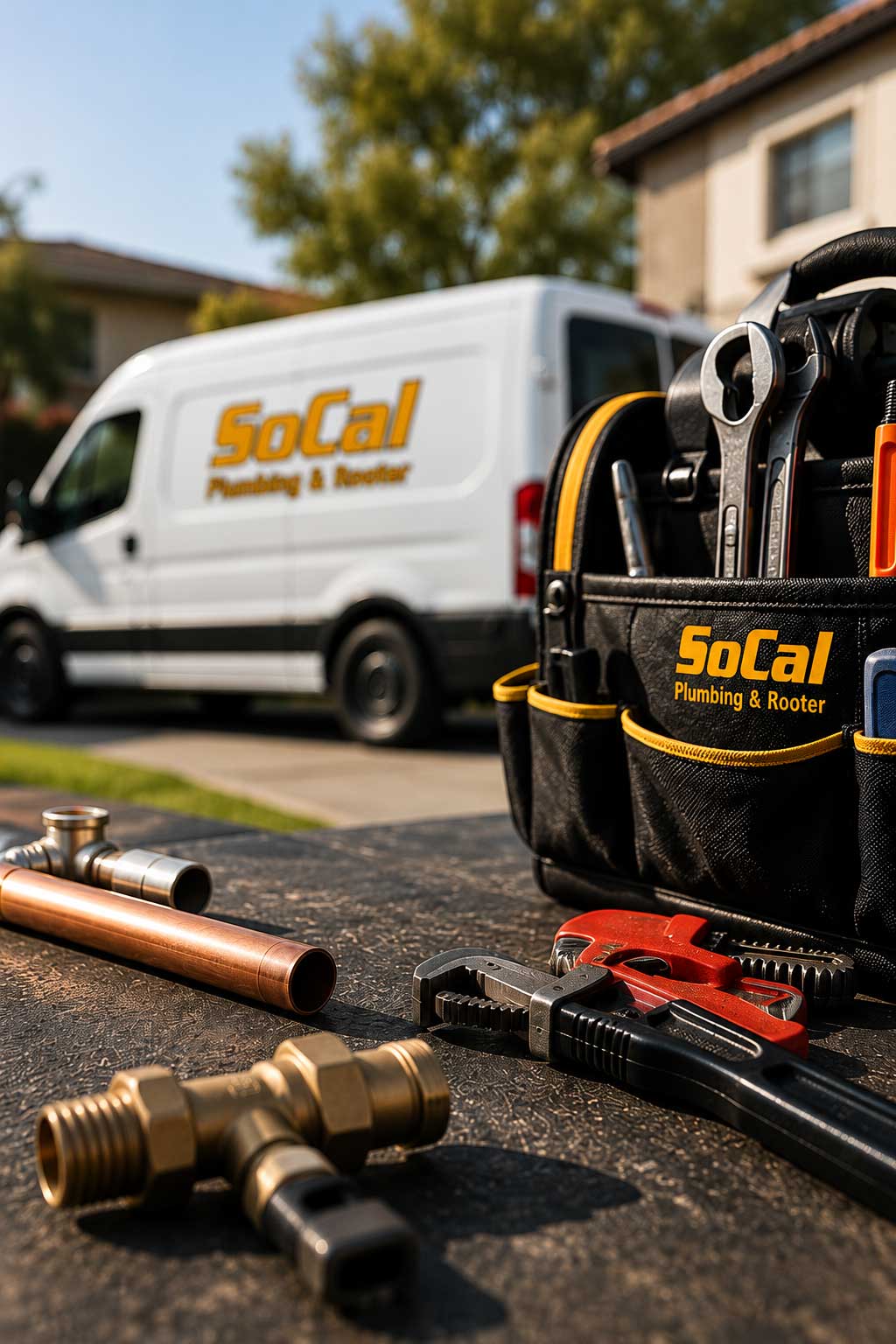SoCal Plumbing van and tools