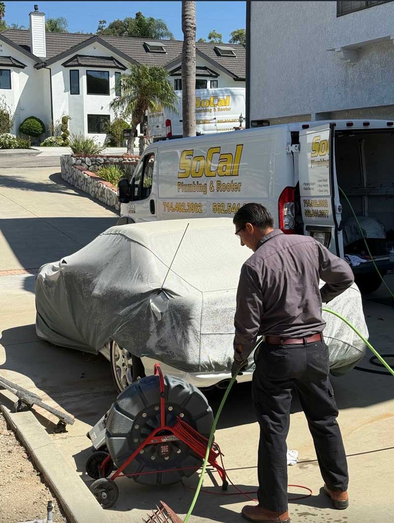 SoCal Plumbing crew taking care of a hydro jetting job in Brea, CA